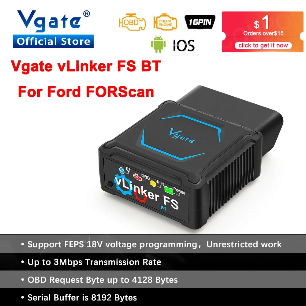 Vgate vLinker FS ELM327 Bluetooth для Android/IOS для Ford FORScan HS MS CAN ELM 327 OBD 2 OBD2 автомобильный диагностический сканер Инструменты