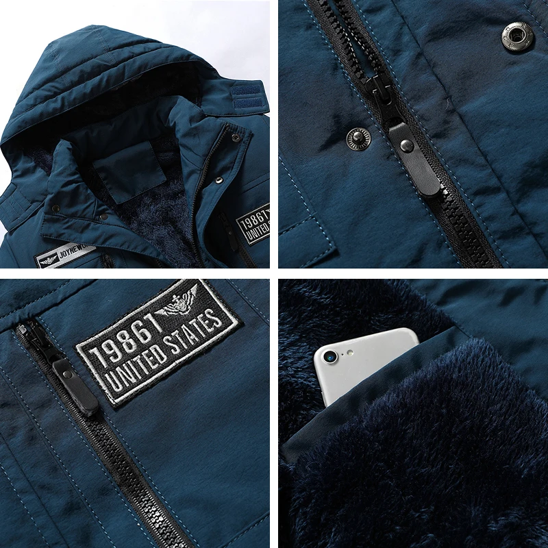 Мужская зимняя куртка с капюшоном и флисовой подкладкой защитой от ветра | одежда