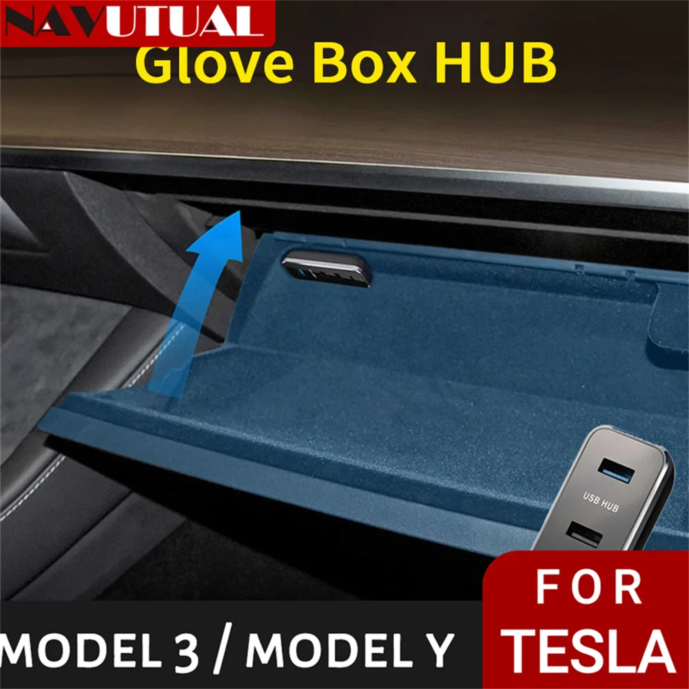 

Док-станция NAVUTUAL для Tesla Model 3 Y, зарядное устройство для быстрой зарядки, 3 USB-порта, 1 Type-C, шунтирующий концентратор, удлинитель