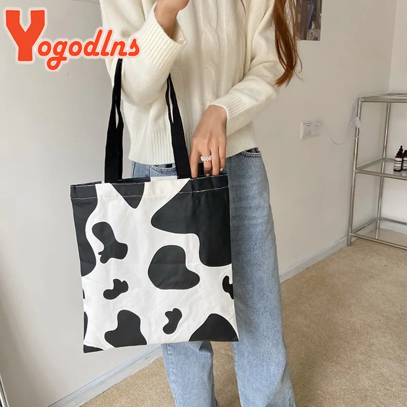 

2023 New Casual Cow Pattern Shoulder Bag Large Capacity Handle Bag Designer Handbag 2023 Printing Tote Bags femme