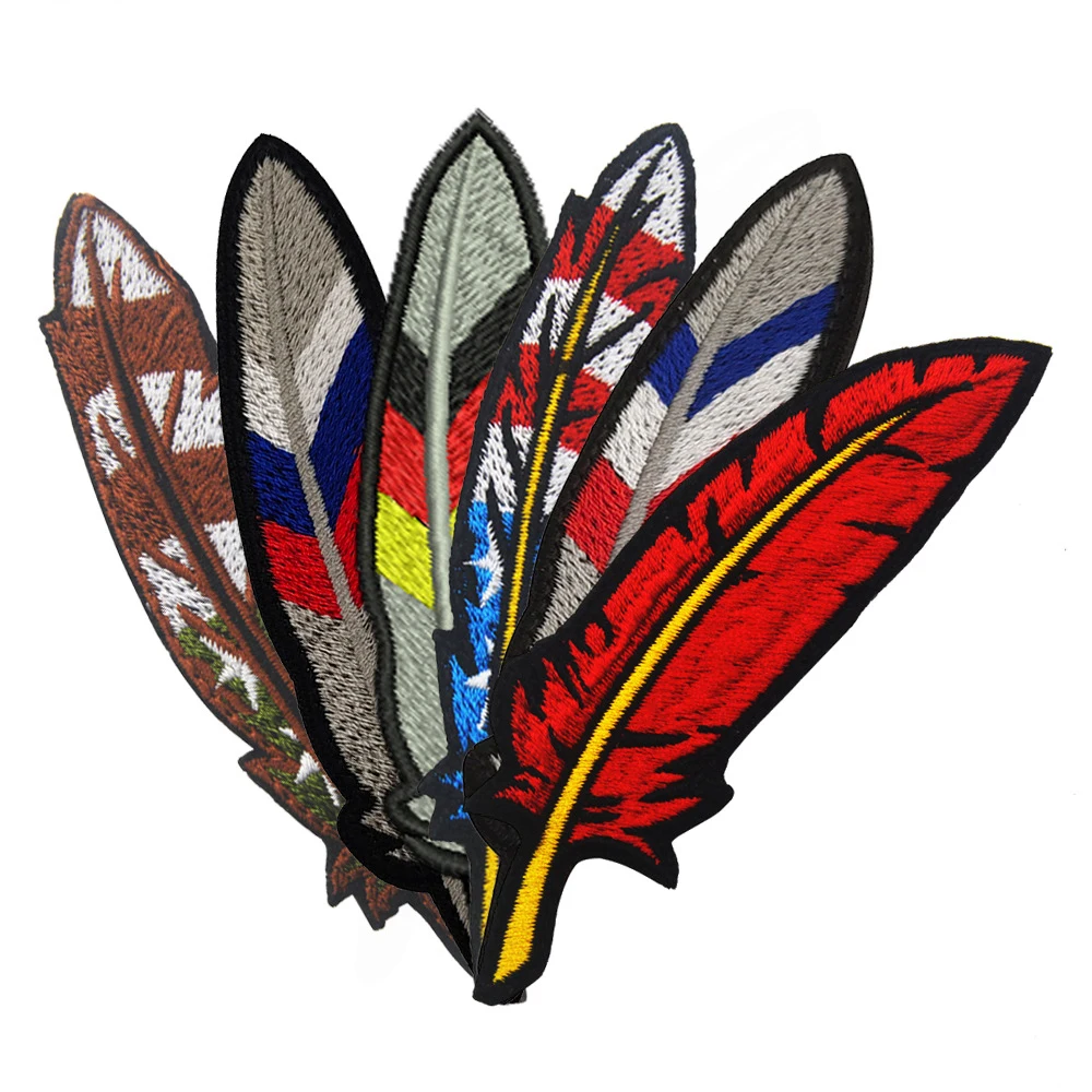 

Flag Element Embroidery Patch Feather Hook and Loop Cloth Sticker Morale Clothing Armband US France Russia Backpack Patch