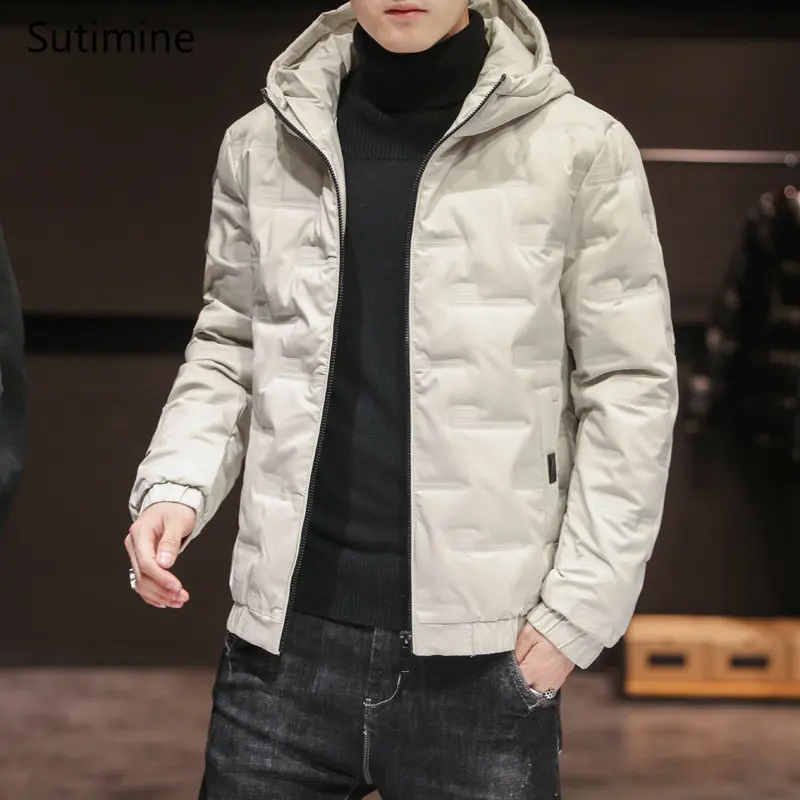 Men Clothing Winter Coat Hooded Pockets Men's Casual Coat Thickened Down Jacket Cotton Padded Jacket Zipper Coat Men Winter