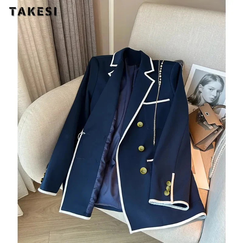 

2023 Autumn Winter Women Office Lady Style Patchwork Long Sleeve Loose Blazers Vintage Casual Notched Collar Luxury Suits