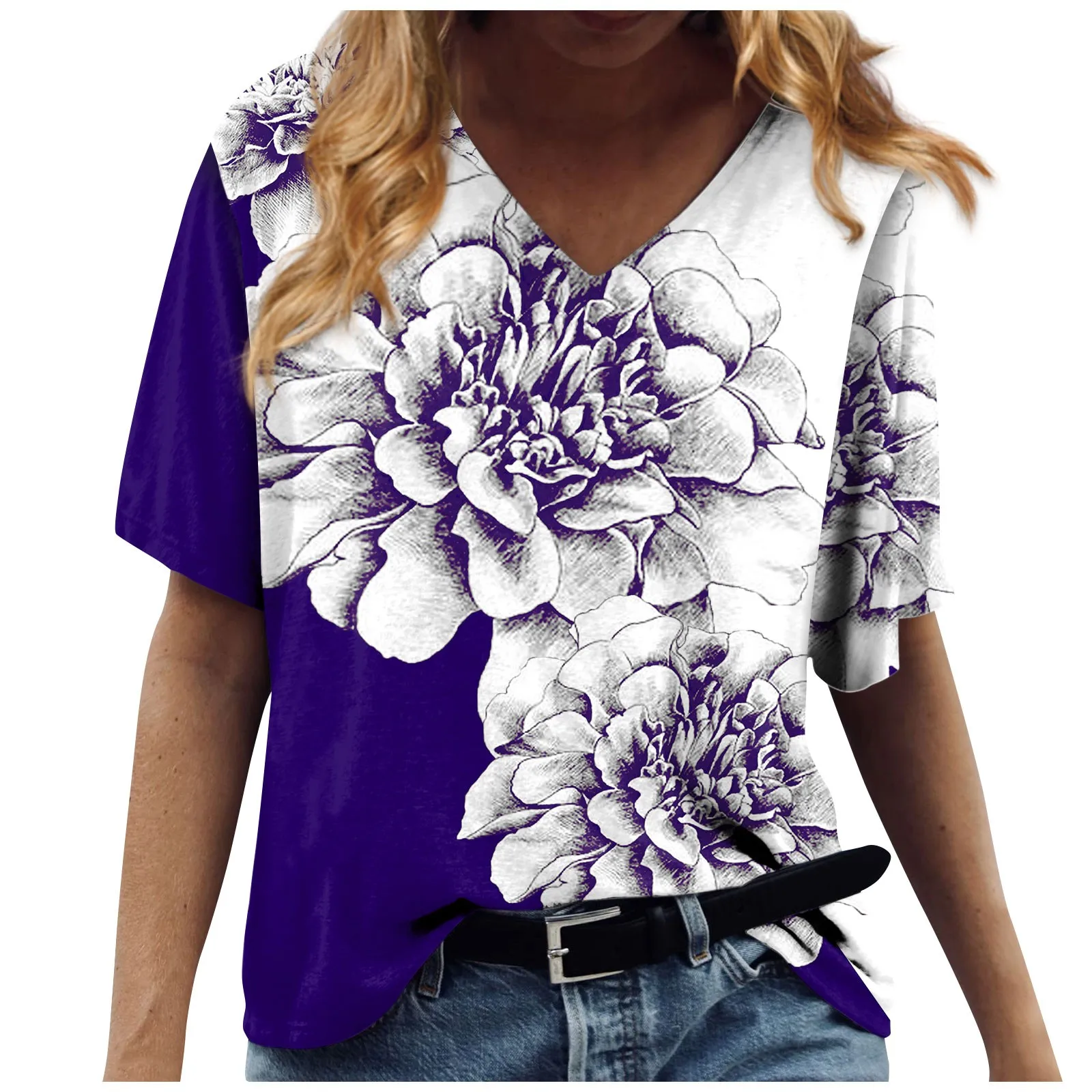 

Summer Floral Print Summer Tops Korean Fashion Y2k Clothes Women Short Sleeves Clothes for Women Ropas Para Para Mujer