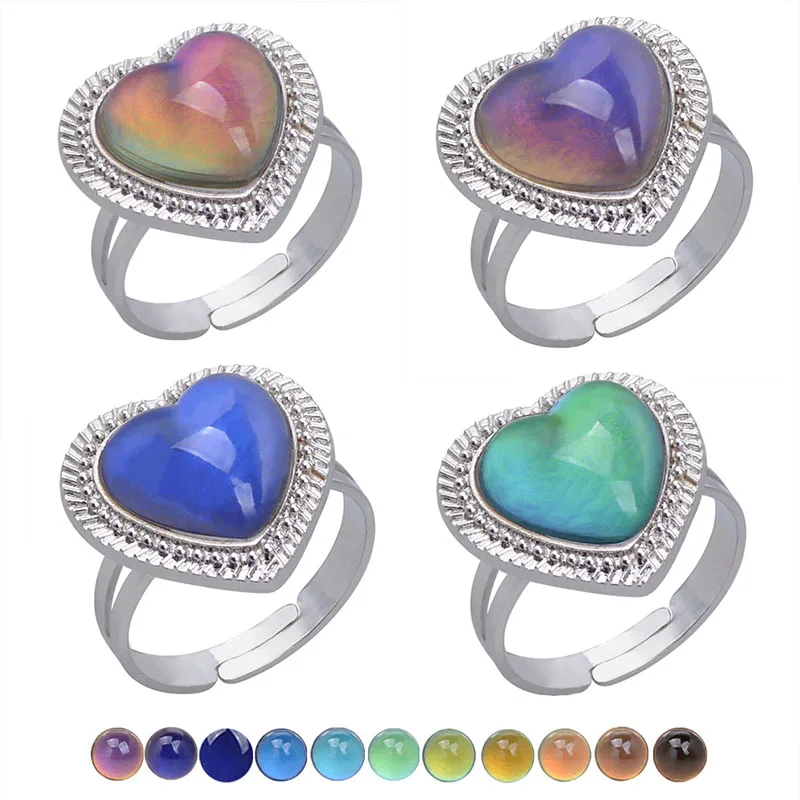 

Luxury Color Changing Open Rings Women Silver Wedding Bridal Rings Engagement Party Color Changing Rings Jewelry