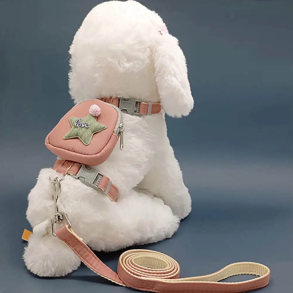 

Pet Cat Traction Rope Chest Strap With Snack Bag Adjustable Anti-off 360 Degree Buckle Chest Strap