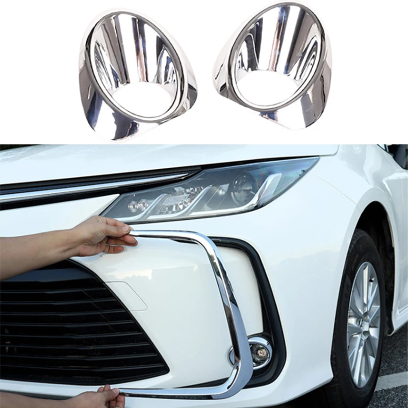 

Fit For Toyota Corolla 2019 2020 Auto Styling Front Head Fog Lights Lamp Frame Cover Trim ABS Chrome 2/4 Pcs fog light trim