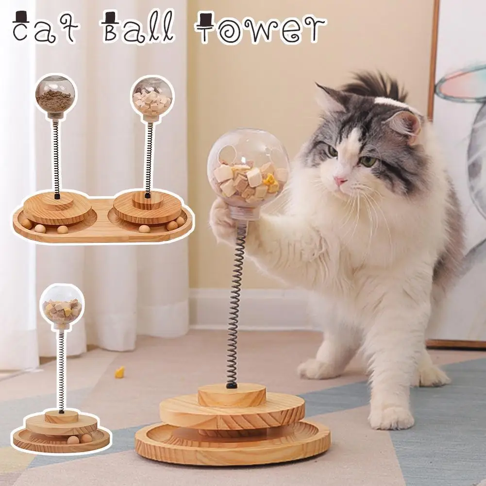 

Wooden Pet Toy Tower Tracks Disc Eat Intelligence Amusement Toys Toys Disc Triple Ball Training D1l4