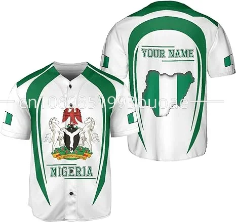 Baseball Jersey Personalized Name Nigeria 3D Shirt Gift Casual Fashion Men's and Women's Clothing