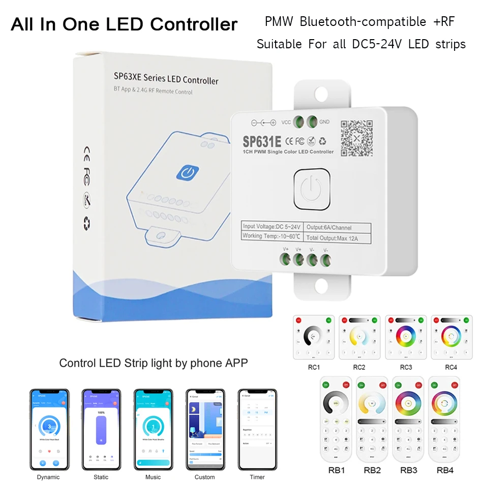 

Фонарь управления полетом, 2,4G для приглушенного света, цветовая температура, RGB, RGBW, RGBCCT, BT, музыкальное приложение, голосовое управление, 5050 FCOB, фонарь, фонарь