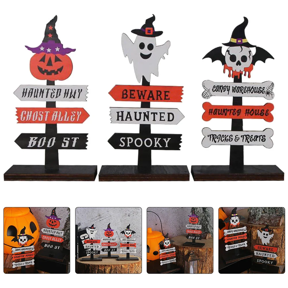 

Halloween Party Craft Sign Halloween Ornaments Table Wooden Plaque Landscaping Decorations Haunted House Craft Centerpiece Sign