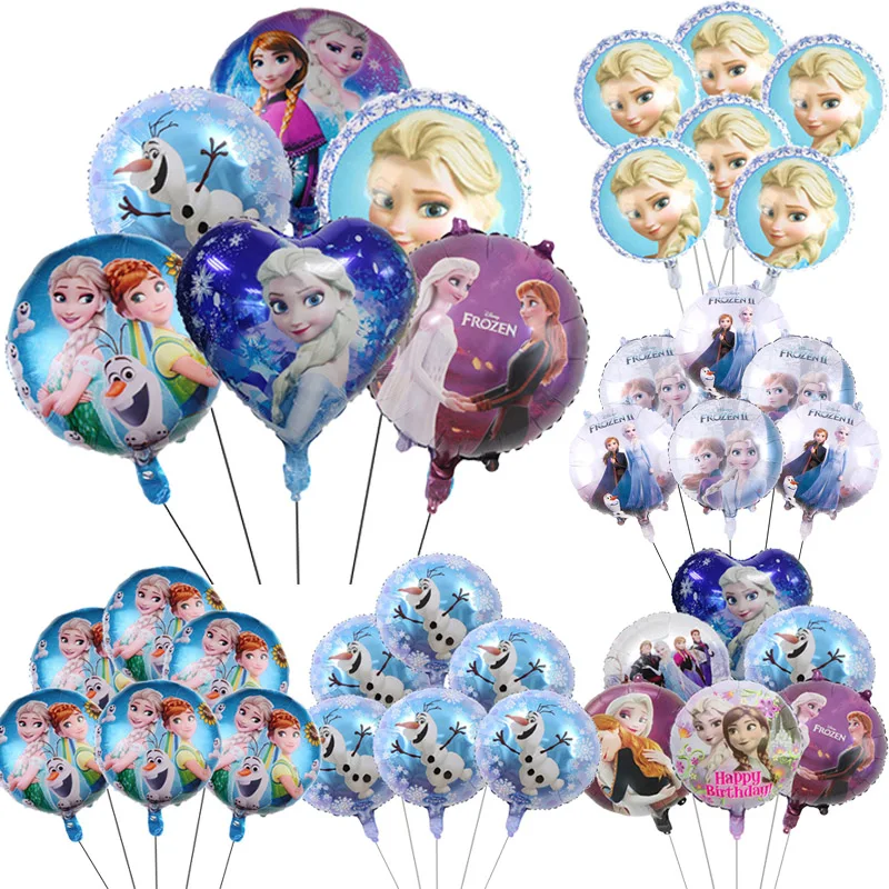 6pcs 18inch Frozen Elsa Balloons Anna Olaf Princess Helium Globos Girl's Birthday Party Wedding Baby Shower Decorations Kid Toy
