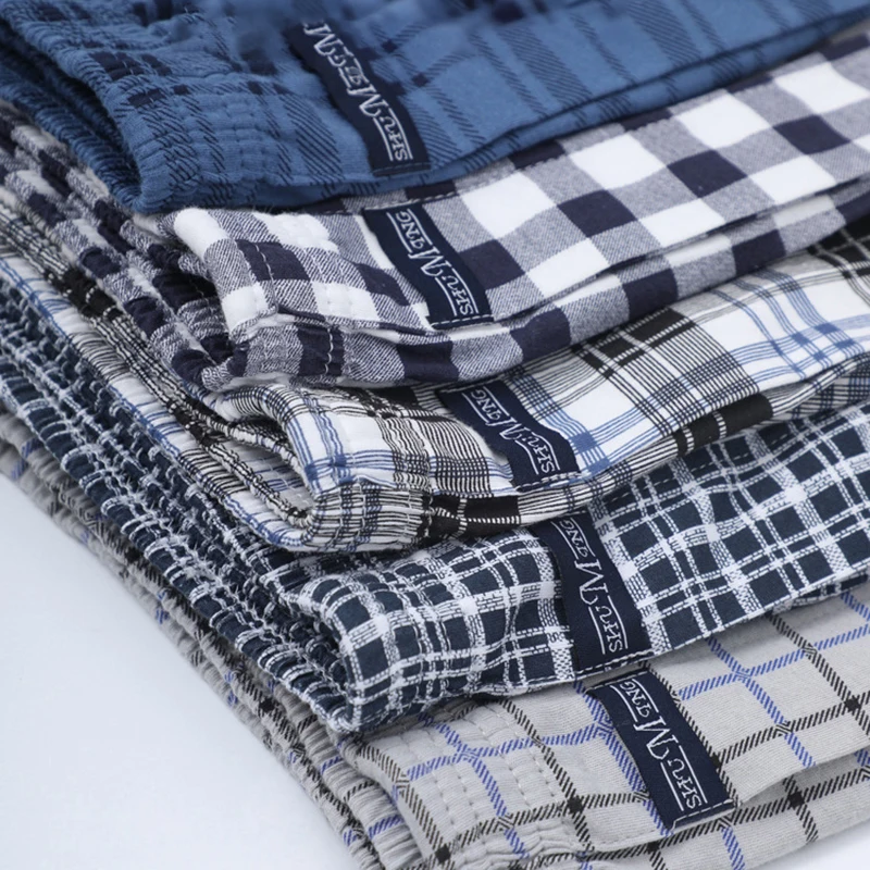 3PCS Mens Underwear Boxers Loose Shorts Fit 130kg Men'S Panties 100%Cotton Plaid Arrow Pants Plus Size Classic Basics Plaid Hot