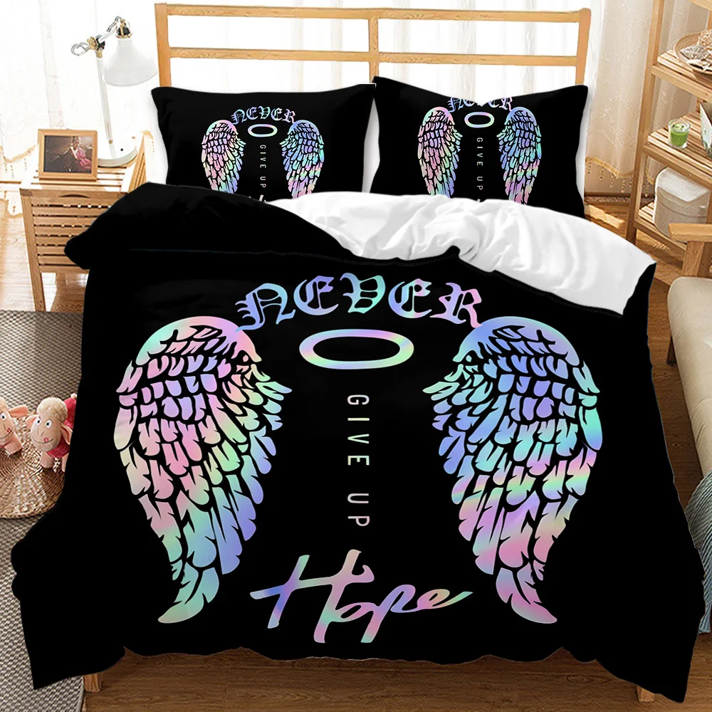 

Angel Wings Duvet Cover, Angel Fairy Tale Theme Bedding Set for Teens Adults, Beautiful Feather 2/3pcs Polyester Comforter Cover