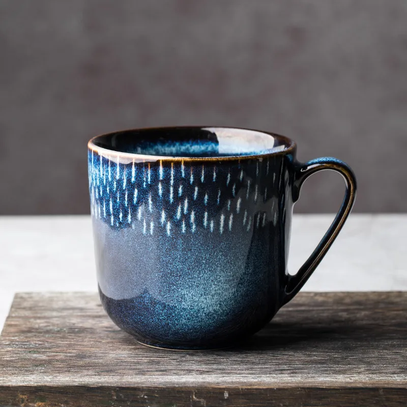 

Керамическая кружка в стиле ретро, синяя кофейная чашка, простой дом, 350 мл