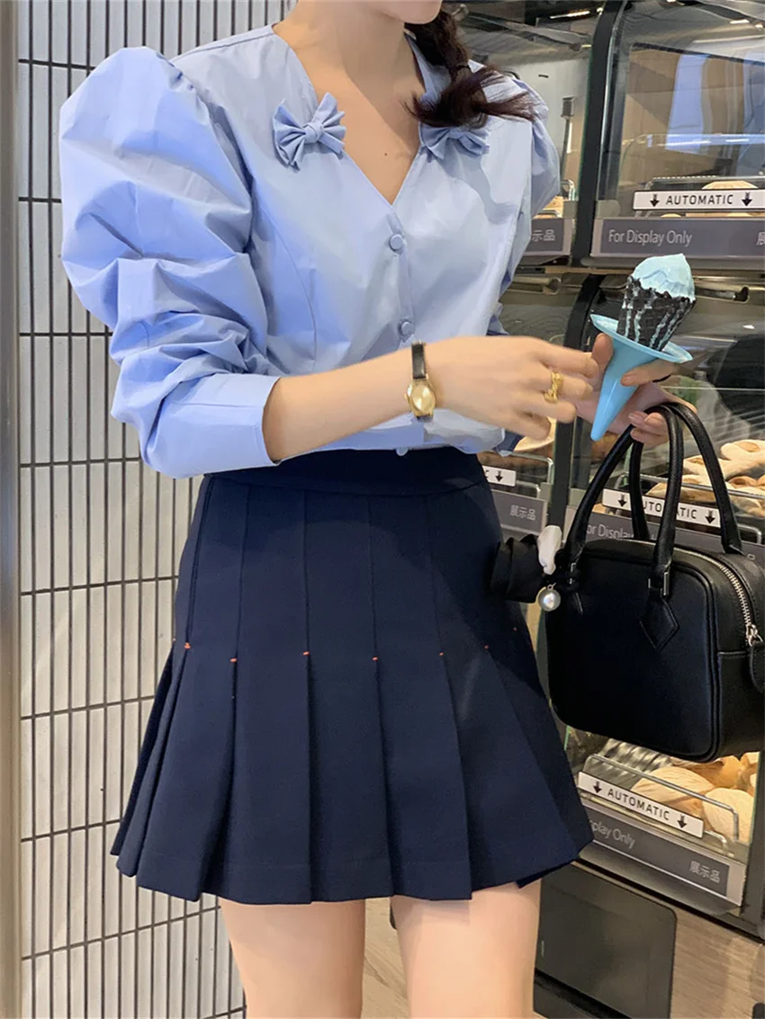 Рубашка Alien Kitty Женская с V-образным вырезом стильная Элегантная сорочка в