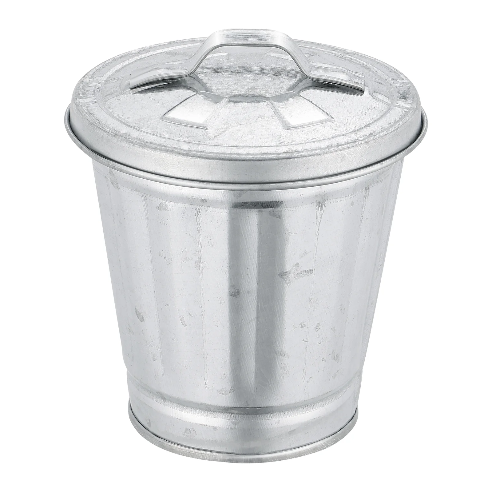 

Can Trash Mini Garbage Desktop Metal Waste Lid Bin Container Flower Tiny Pot Countertop Rubbish Cans Office Basket Paper Pen