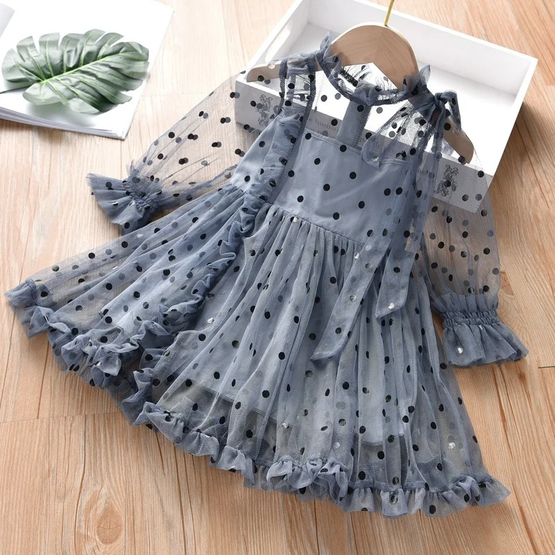 

Girls Dress Autumn 2022 Girls Clothes Long Sleeves Cartoon Embroidery Female Children's Cake Dresses Kids Clothing