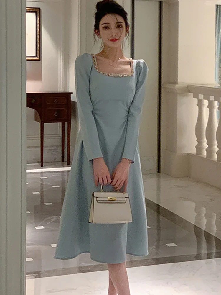 Женское длинное платье с квадратным вырезом красное элегантное облегающее в