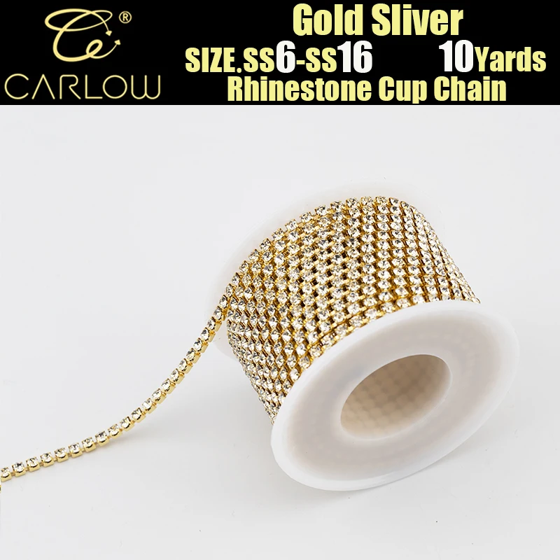 Декоративная цепочка с кристаллами Золотая нижняя часть AB пришивная когтями для