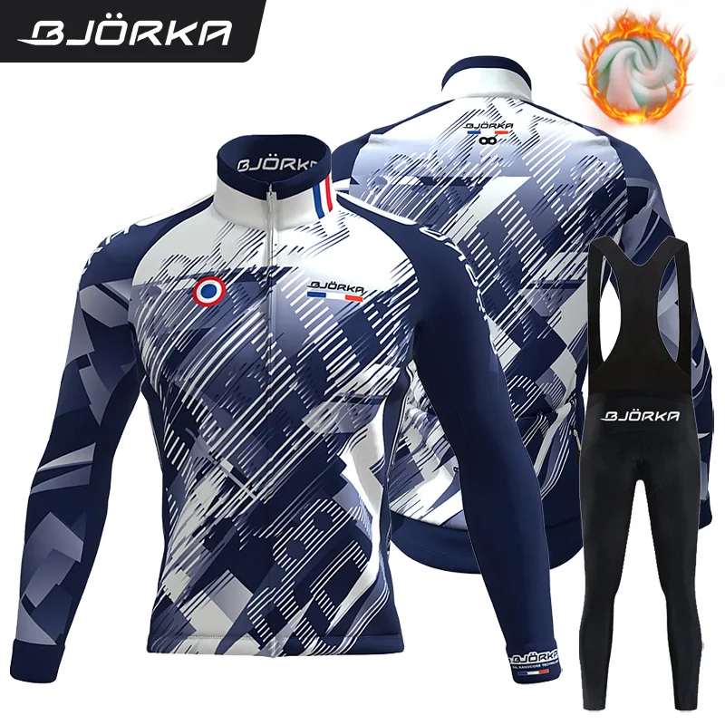 

BJORKA 2024 Winter Cycling Jersey Set MTB uniform Riding Pants Road Bike Shirts Thermal Fleece Bicycle Clothing maillot ciclismo