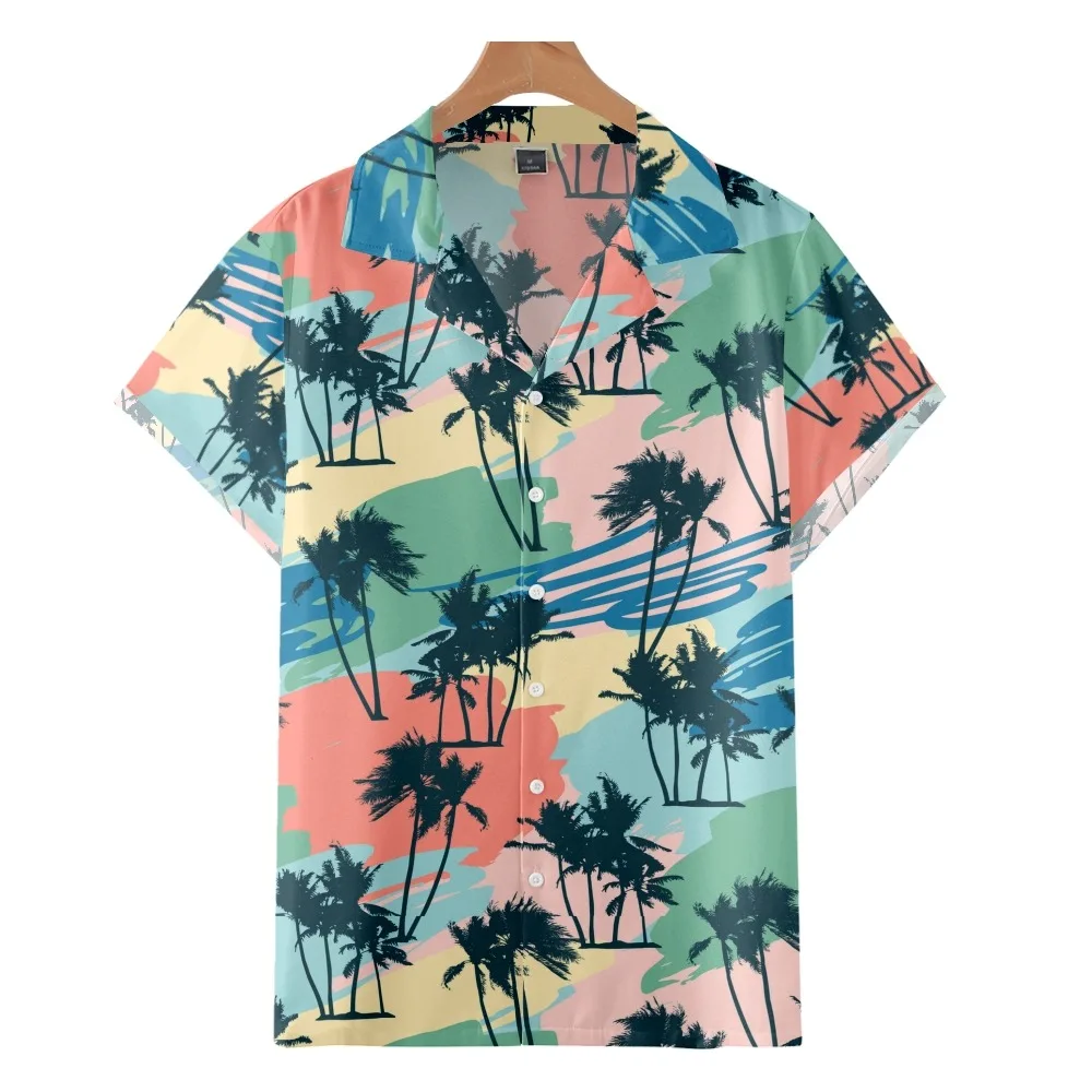 

2022 Fashion Casual Hawaiian Beach Shirt, Colorful Resort Landscape Pattern Vintage Print, Summer Cuban Collar Shirt for Men
