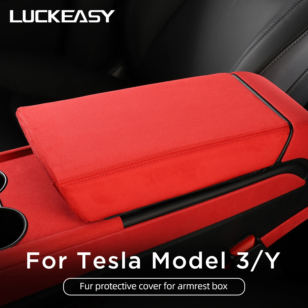 

For Tesla Model 3 Y Car Armrest Box Protective Cover 2023 Central Control Armrest Microfiber Leather Cover Interior Accessories