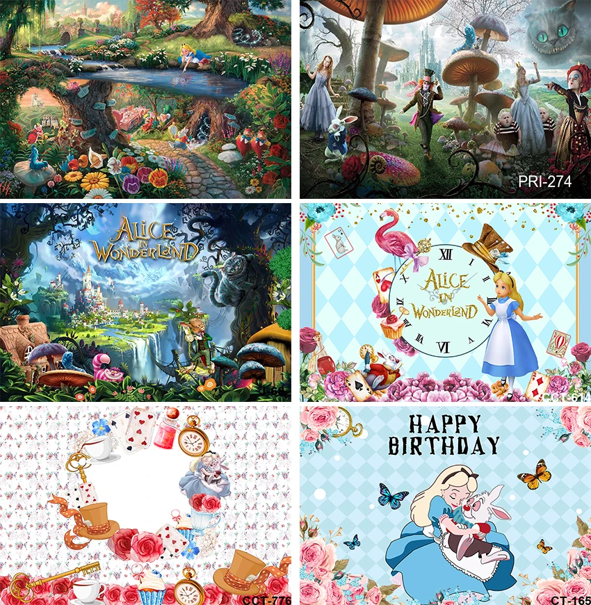 

Alice In Wonderland Backdrop Tea Party Background Birthday Party Supplies Decorations Pink Flowers Backdrop Photography Banner