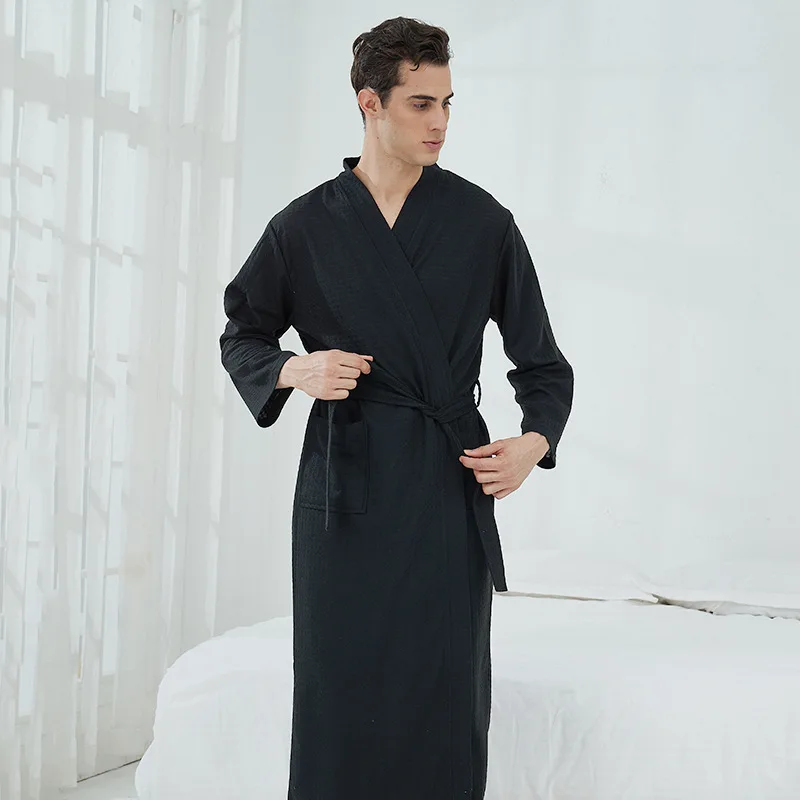 Waffle Bathrobe Sauna Clothing Thin Section Robe Long Section Couples Home Wear Hotel Bathrobe