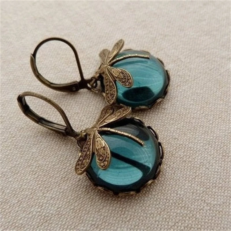 

Creative Retro Dragonfly Green Crystal Ladies Niche High-end Earrings Business Travel Party Banquet Anniversary Jewelry Gift