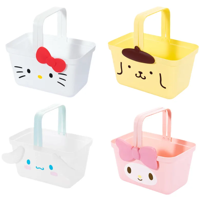 

25CM Kawaii Cartoon Sanrios Cinnamorol Mymelody Hello KT Shopping Basket Cute Portable Storage Basket Model Toy Girls Gift