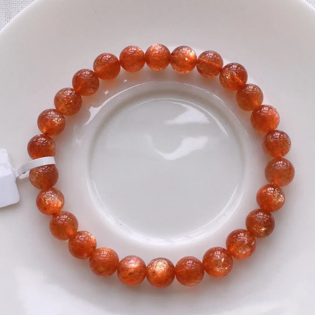 

7mm Natural Gold Sunstone Strawberry Quartz Bracelet Jewelry For Women Lady Men Love Luck Gift Crystal Beads Strands AAAAA