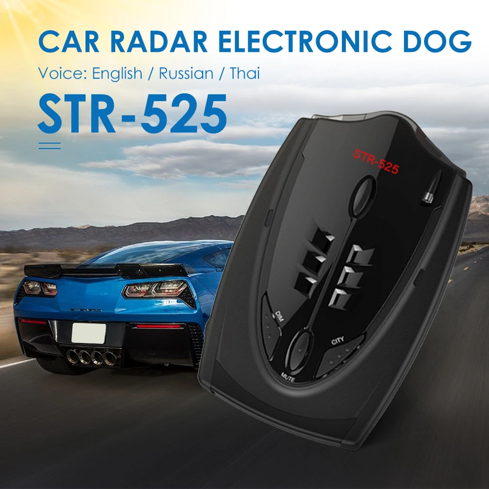 

STR-525 Radar Detector Vehicle Speed Warning X K English Russian Thai Voice Auto Outdoor Personal Car Parts Decoration