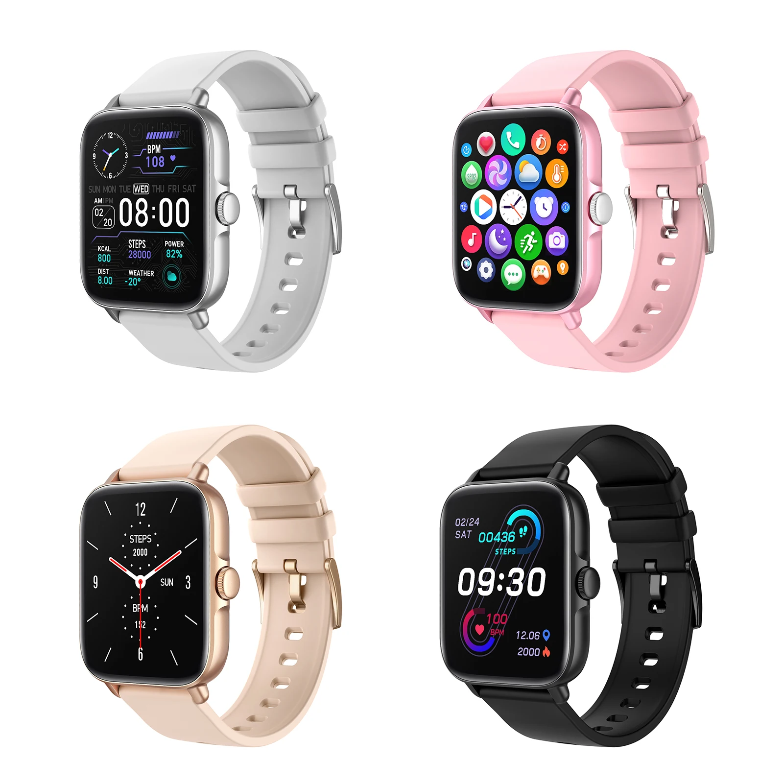 

Women's Wristwatch 1.69 Inch Waterproof Clock Calories For Android Ios Smart Bracelet Tracker 235mah Full Touch Smart Watch