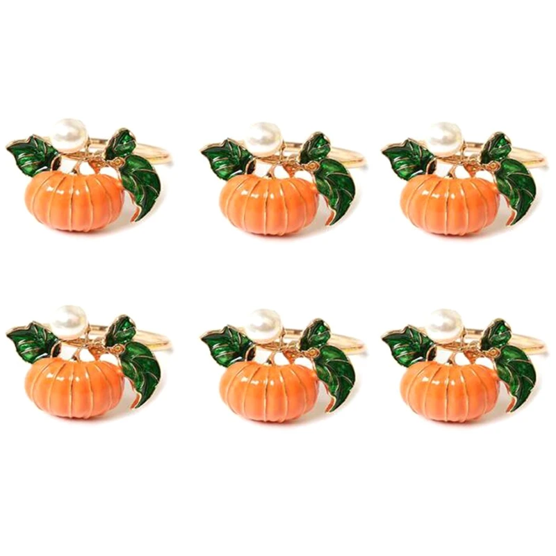 

6Pcs Halloween Thanksgiving Pumpkin Napkin Ring Model Room Set Table Napkin Button Harvest Theme Napkin Ring