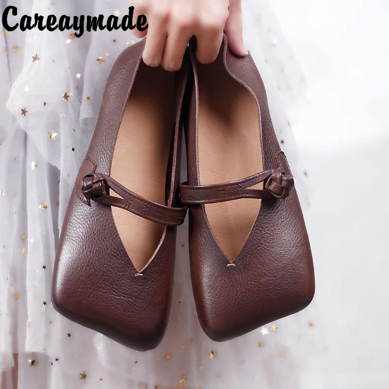 

Careaymade-Genuine Leather shoes summer new soft sole single shoes leisure women's shoes retro literature art mother's shoes