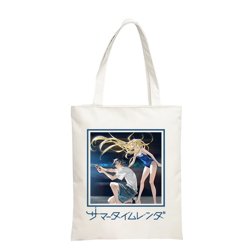 

Summer Time Rendering Tote Bags Japanese Anime Shopper Bags Shopping Bag Shoulder Bag Canvas Handbags Reusable Bags for Women