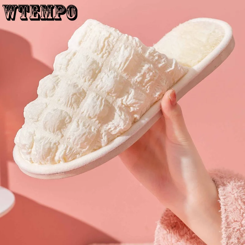 WTEMPO Cotton Slippers Autumn Winter Warm Non-slip Plush Slides Couples Indoor Soft Silent Cute Cotton Shoes Wholesale