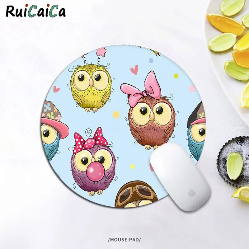 Высококачественный круглый коврик для мыши RuiCaiCa с милым рисунком совы новая