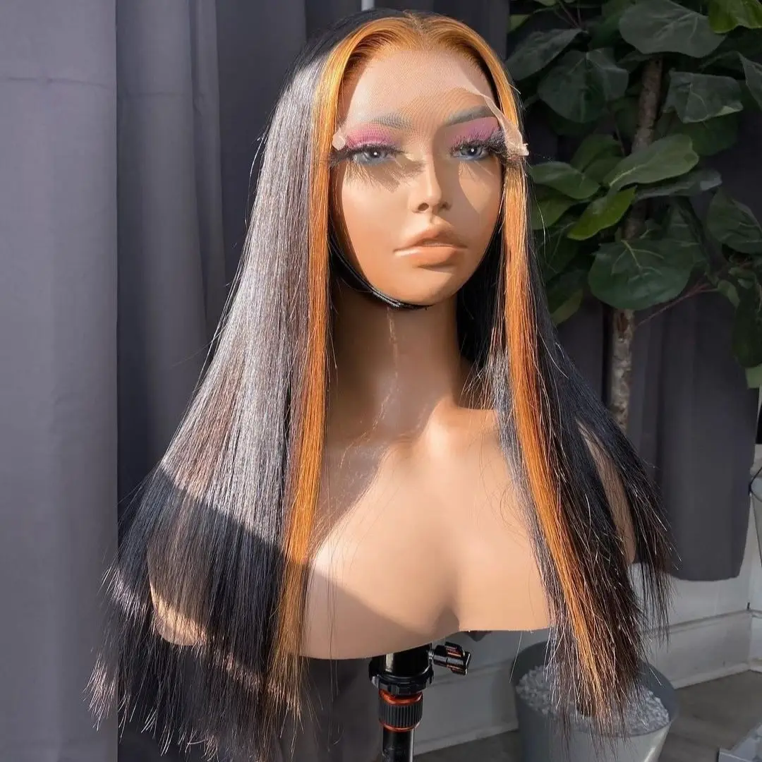 

Bone Straight Lace Frontal Wig For Brazilian Black Women Highlight Ombre Short Bob 4x4 Lace Closure Human Hair Wig Glueless Wig