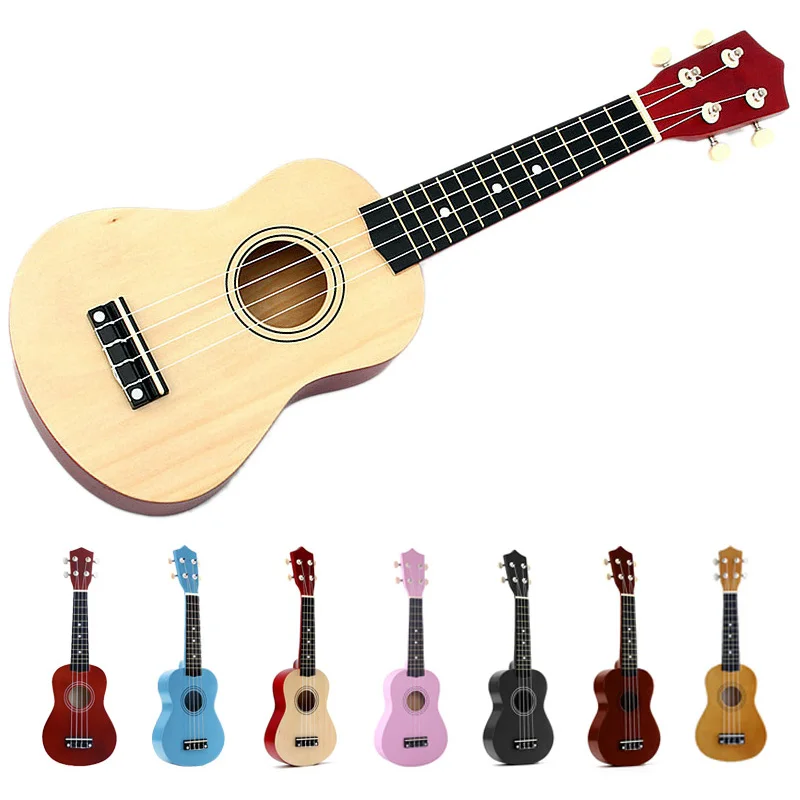 

21 Inch Soprano Ukulele 4 Strings Hawaiian Guitar Uke + String + Pick For Beginners Kid Gift