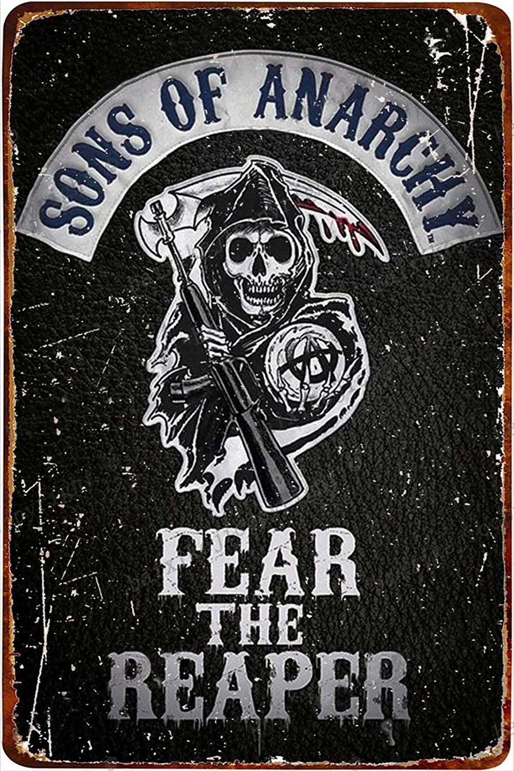 

Metal Tin Sign Sons of Anarchy Fear The Reaper Plaque Poster Farm Home Coffee Shop Wall Decoration Vintage Metal Plate 12*8 Inch