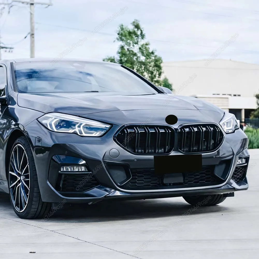 Фото Для BMW F44 218i 220i M235i 216d 218d 220d Gran Coupe M-Sports 2020-2024: Гоночная решетка радиатора (одинарные/двойные ламели), ABS, глянцевый черный цвет №2