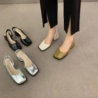 Closed Toe Sandals Black Shoes for Women Clear Heels 2022 Summer Mary Jane Espadrilles Platform Med Beige Retro Fashion Comfort