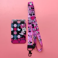disney mickey minnie girls id badge holder gift with cute neck lanyard strap for women and men capacity2 credit cards
