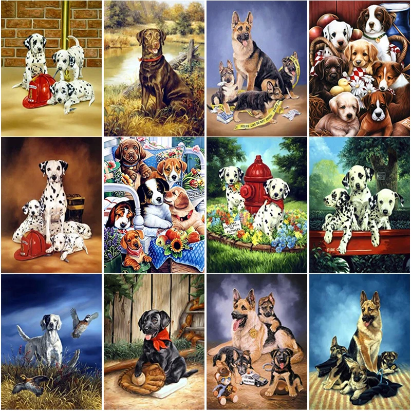 

50X70CM 5D DIY Diamond Painting Cute Dog Diamond Embroidery Animal Scenery Cross Stitch Full Round Drill Home Decor Manual Gift