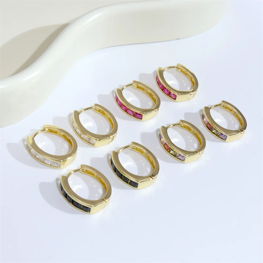 

Exquisite Fashion Micro Paved Color Zircon U-shaped Earrings For Women Gold Color Piercing Ear Buckle Earrings Wedding Jewelry