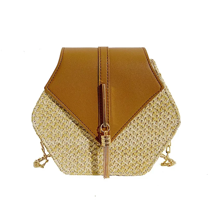 

Sen Style Straw Woven Box Bag for Women's 2023 Trendy Summer New Vacation Tassel Single Shoulder Crossbody Beach