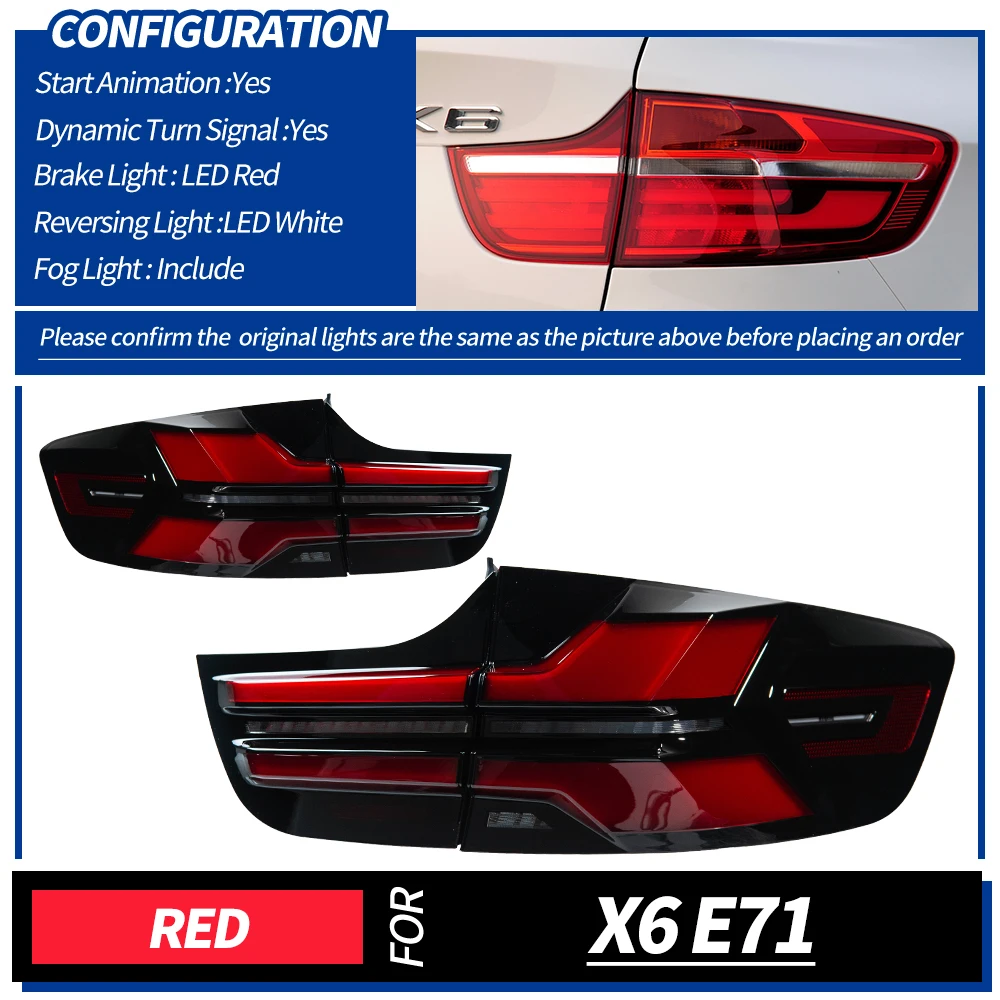 

Автомобильные фары для BMW X6 E71, светодиодный задний фонарь 2007-2013 E71, задний стоп-сигнал, стоп-сигнал, DRL, задний ход, автомобильные аксессуары