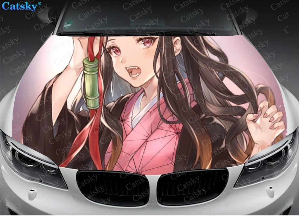 

Привидение убивание лезвие убийца демонов аниме автомобильные коврики, обмотка капота автомобиля, Виниловая наклейка для капота, полноцве...